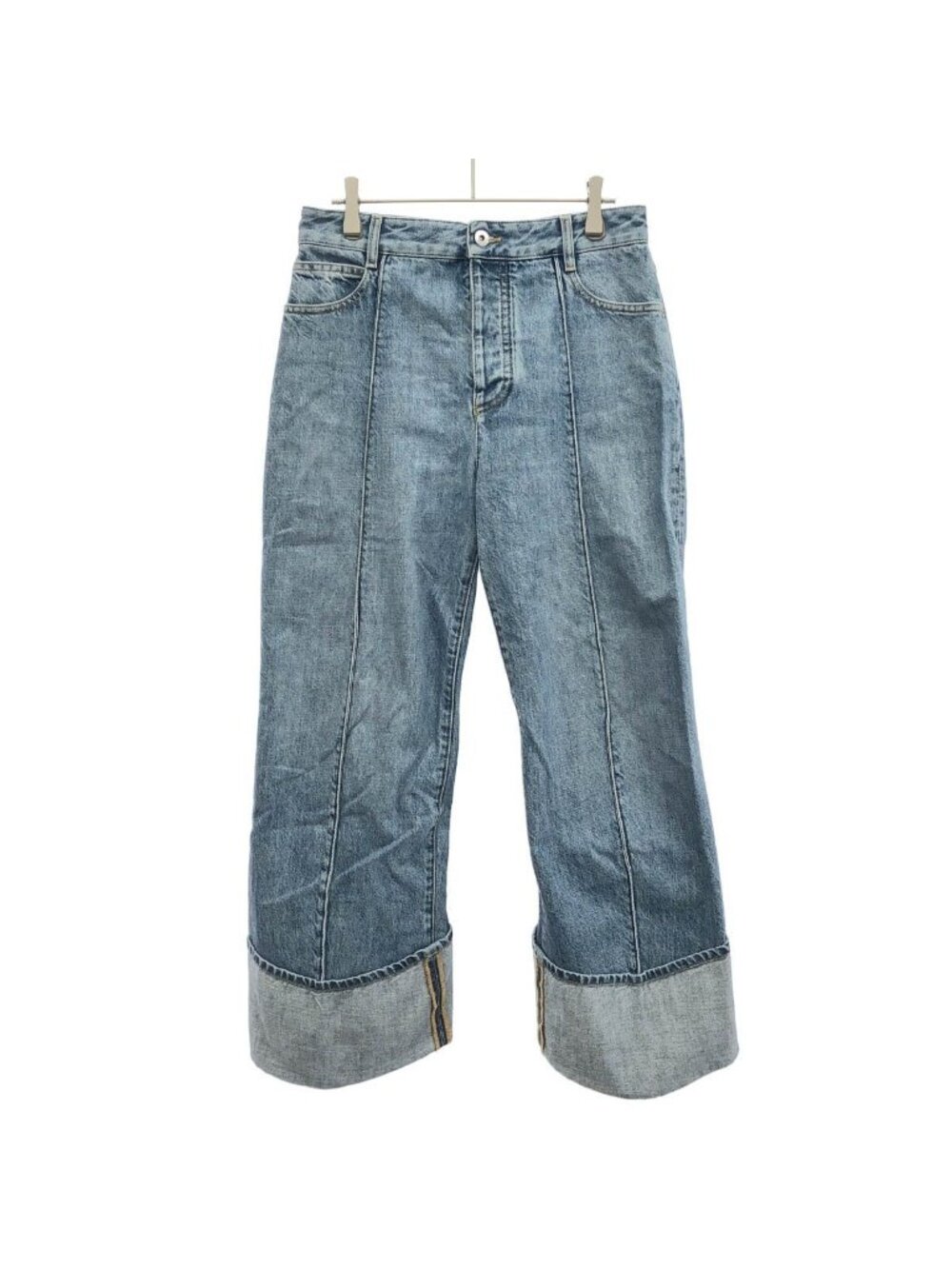 Bottega Veneta Center Crease Roll Up Denim Pants Indigo Blue 36